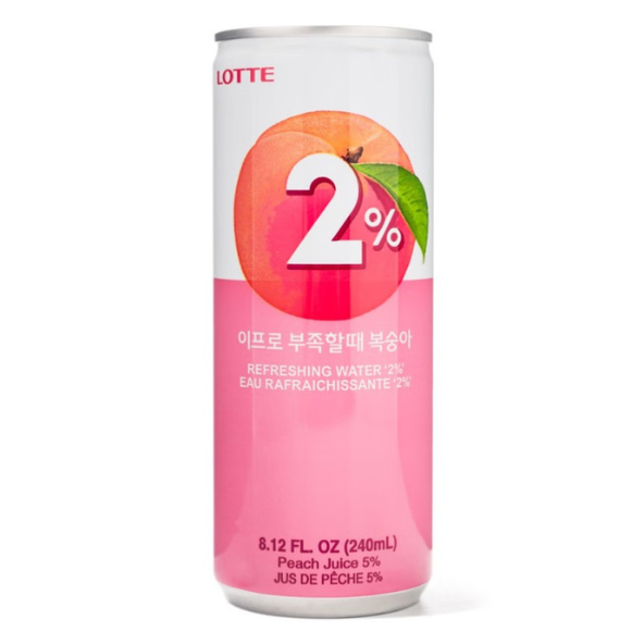 LOTTE 2% Peach Refreshing Drink Pack of 6 (240ml x 6cans) Korean Drink- Korean Beverage
