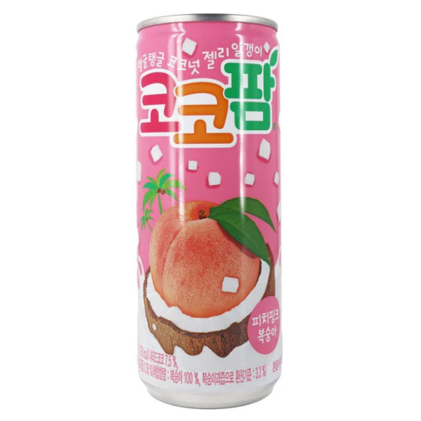 HAITAI Coco Palm Peach Drink Pack of 6 (240ml x 6Cans) – Refreshing Korean Drink with Coconut Jelly