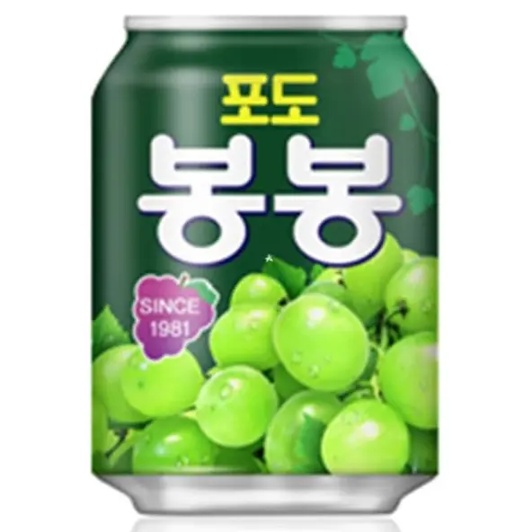 HAITAI Bong Bong Grape Drink 238ml x 12 Cans | Korean Grape Beverage with Grape Pieces