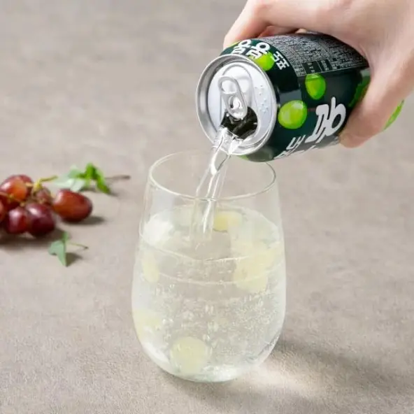 HAITAI Bong Bong Grape Drink 238ml x 12 Cans | Korean Grape Beverage with Grape Pieces