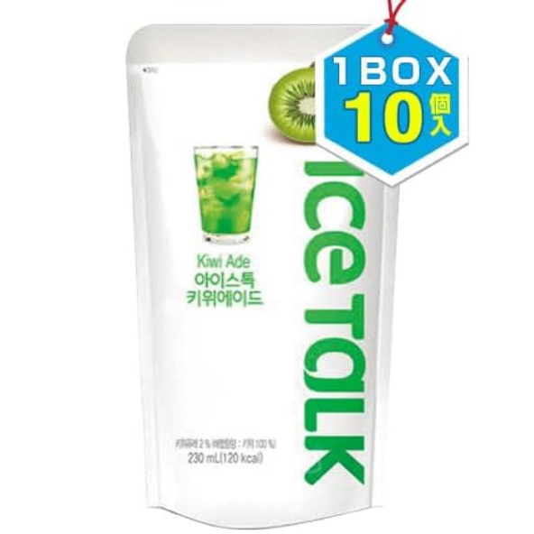 ICE TALK Kiwi Ade Pack of 10 (230ml X 10Pouch) Flavored Drink- Korean Drink- Korean Beverage