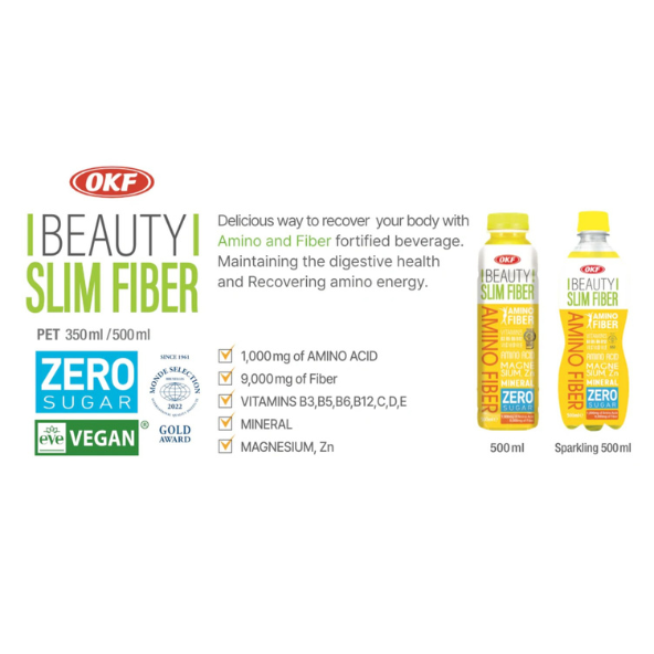 OKF Beauty Slim Fiber Zero Sugar Amino Drink Pack of 20 (500ml x 20bottles) Korean Drink- Korean Beverage