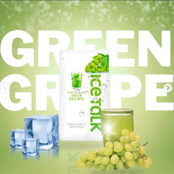 ICE TALK Green Grape Ade Pack of 10 (230ml x 10pouch) Flavored Drink- Korean Drink- Korean Beverage
