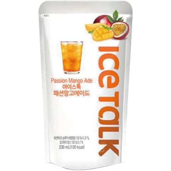 ICE TALK Passion Mango Ade Pack of 10 (230ml x 10pouch) Flavored Drink- Korean Drink- Korean Beverage