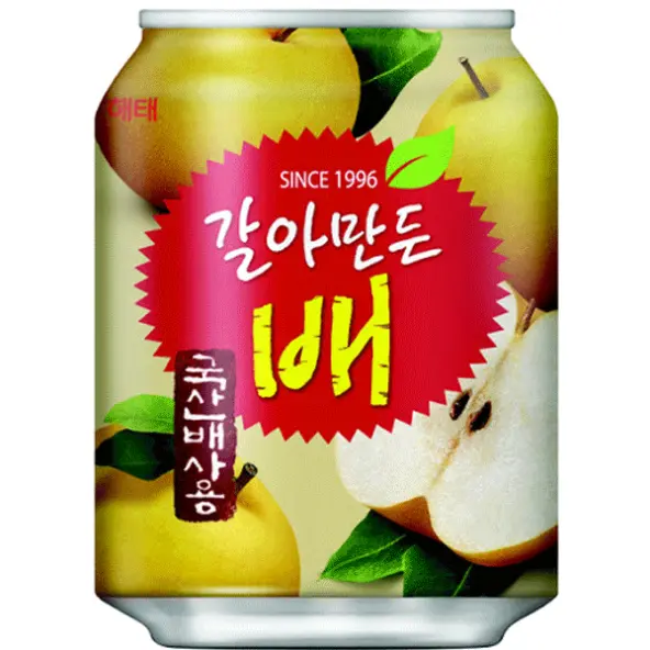 HAITAI Grated Pear Drink 238ml x 12 Cans | Korean Pear Juice Beverage